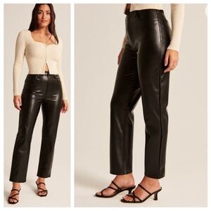 Abercrombie & Fitch Ankle Straight Ultra High Rise Faux Leather Pants‎ Sz 25 / 0